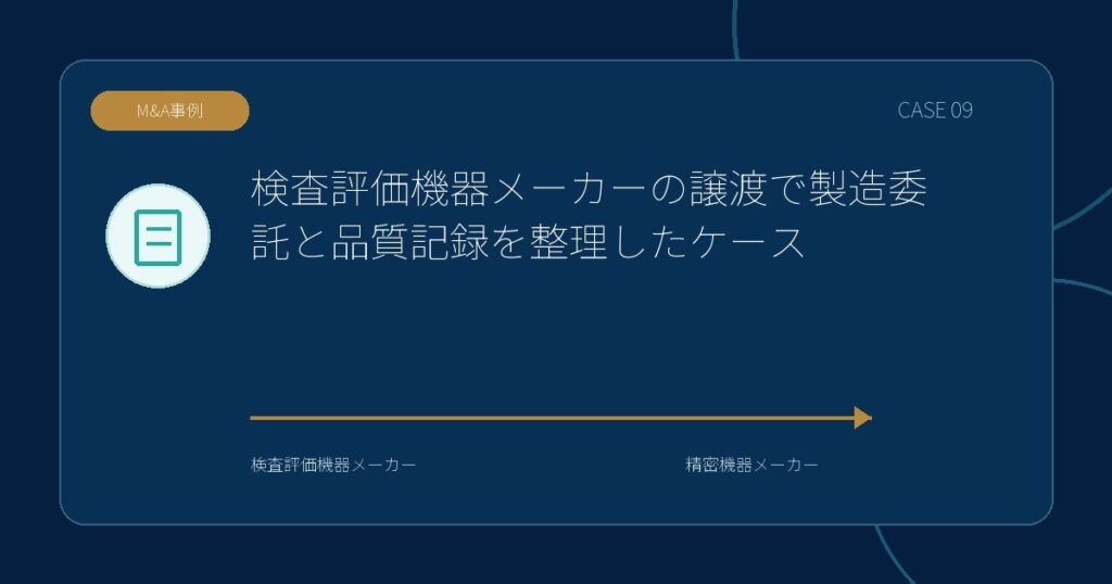 【M&A事例】検査評価機器メーカーの譲渡で製造委託と品質記録を整理したケースのアイキャッチ画像