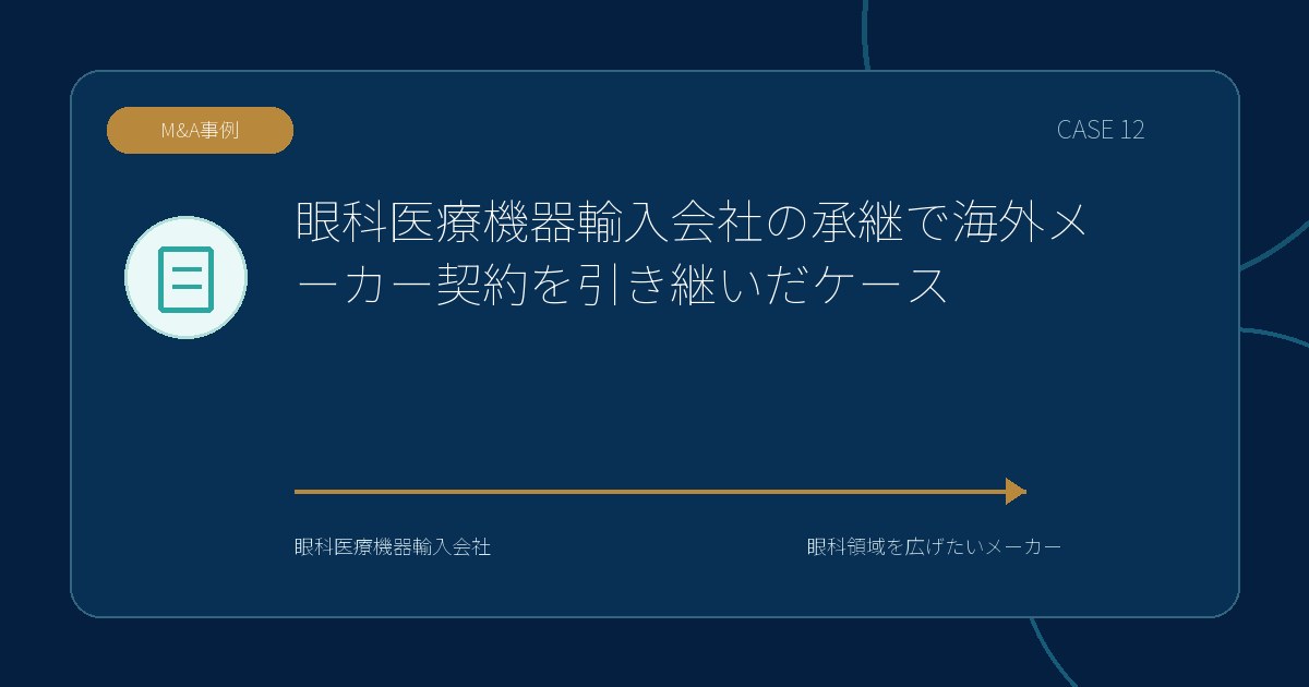 【M&A事例】眼科医療機器輸入会社の承継で海外メーカー契約を引き継いだケースのアイキャッチ画像