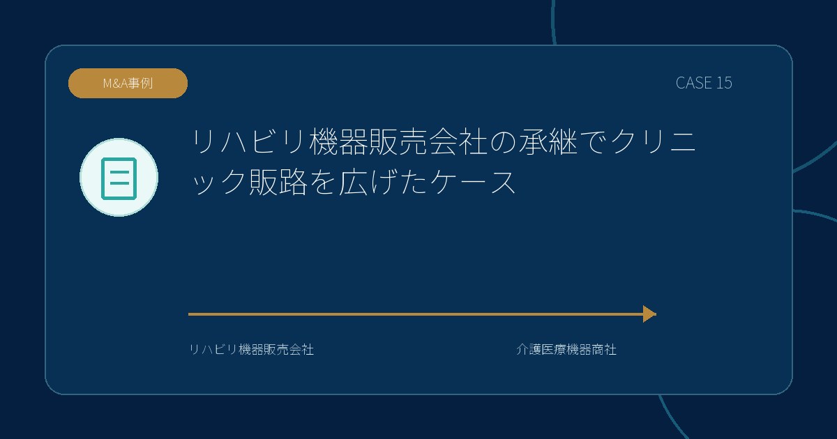 【M&A事例】リハビリ機器販売会社の承継でクリニック販路を広げたケースのアイキャッチ画像