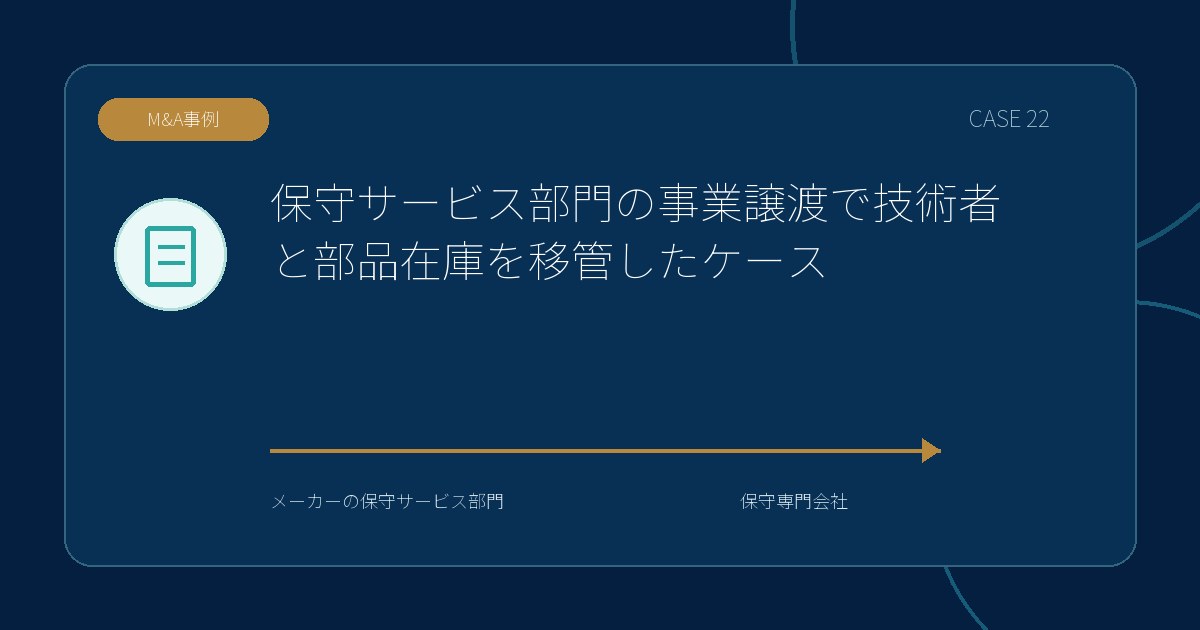 【M&A事例】保守サービス部門の事業譲渡で技術者と部品在庫を移管したケースのアイキャッチ画像
