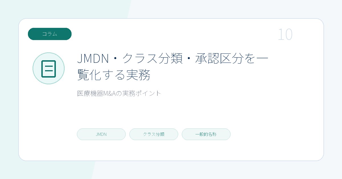 JMDN・クラス分類・承認区分を一覧化する実務のページ画像
